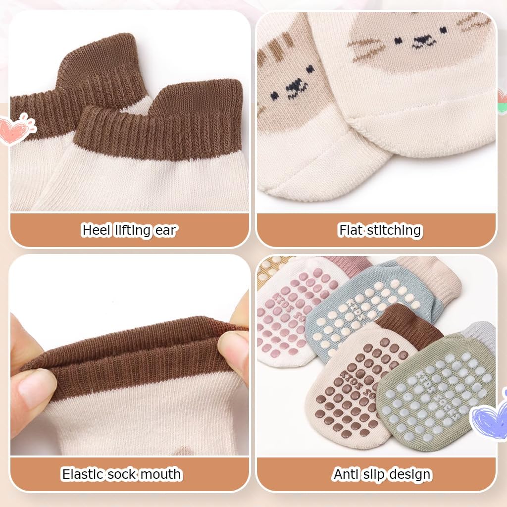 Adorable &amp; Safe Cartoon Socks for Toddlers (6 Pairs, Ages 1–3)